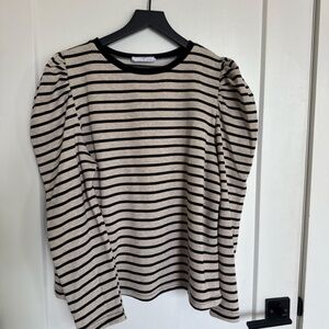 Anniewear Striped Puffy Sleeve Top